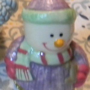 Ceramic Mini Snowman Trinket Box